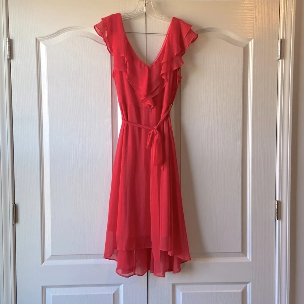 DKNY CORAL RUFFLE SLEEVELESS DRESS - Picture 3 of 9